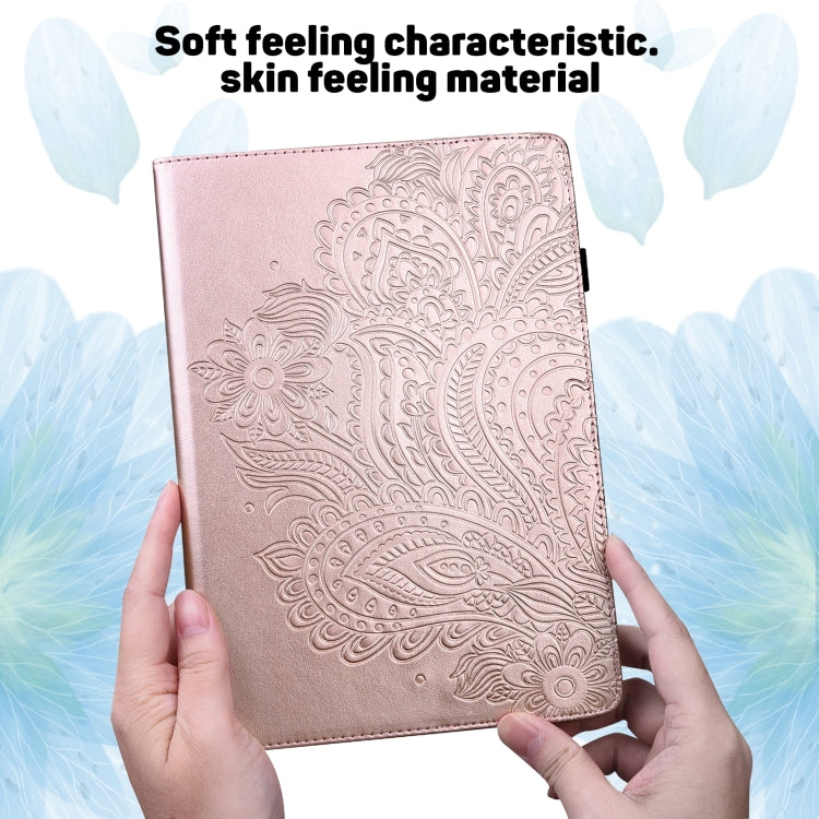 For Lenovo Tab P11 Gen 2 Peacock Embossed Pattern Leather Tablet Case(Rose Gold)