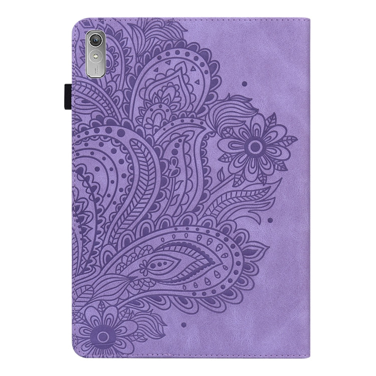 For Lenovo Tab P11 Gen 2 Peacock Embossed Pattern Leather Tablet Case(Purple)