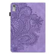 For Lenovo Tab P11 Gen 2 Peacock Embossed Pattern Leather Tablet Case(Purple)