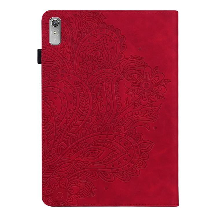 For Lenovo Tab P11 Gen 2 Peacock Embossed Pattern Leather Tablet Case(Red)