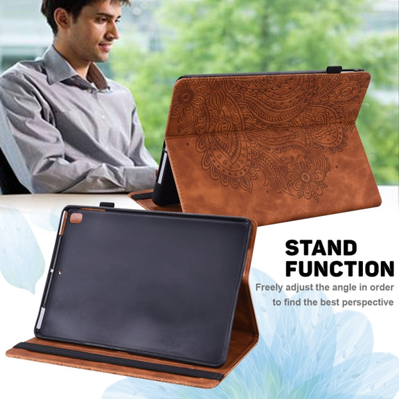 For Lenovo Tab P11 Gen 2 Peacock Embossed Pattern Leather Tablet Case(Brown)