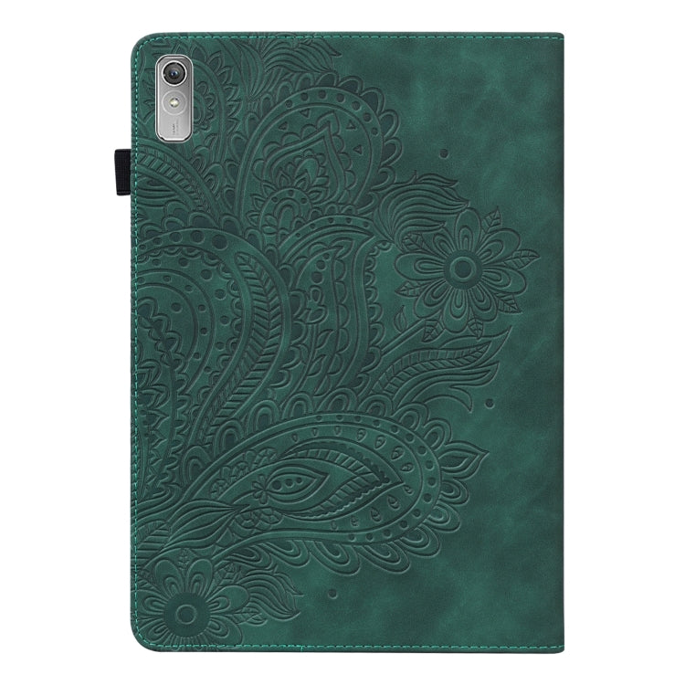 For Lenovo Tab P11 Gen 2 Peacock Embossed Pattern Leather Tablet Case(Green)