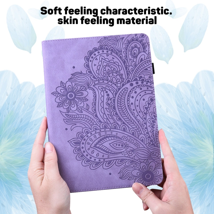 For Lenovo Tab P11 Pro Gen 2 Peacock Embossed Pattern Leather Tablet Case(Purple)