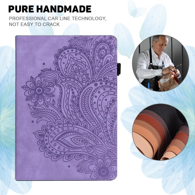 For Lenovo Tab P11 Pro Gen 2 Peacock Embossed Pattern Leather Tablet Case(Purple)