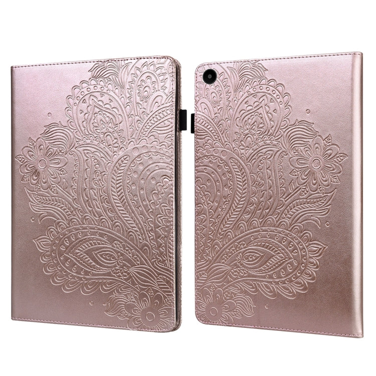 For Huawei MatePad SE 10.4 2022 Peacock Embossed Pattern Leather Tablet Case(Rose Gold)