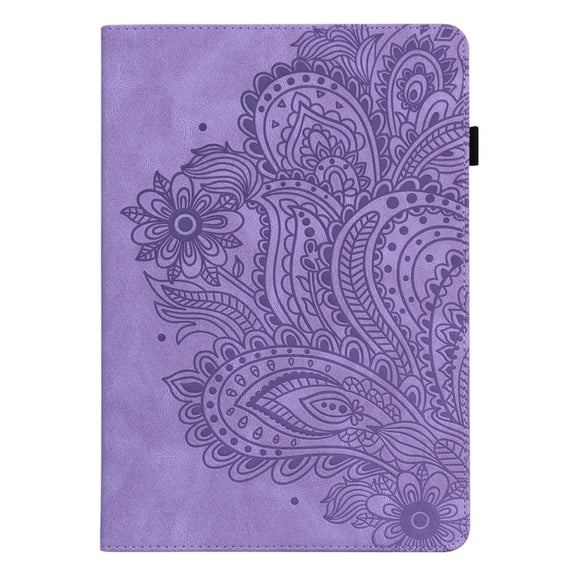 For Huawei MatePad SE 10.4 2022 Peacock Embossed Pattern Leather Tablet Case(Purple)