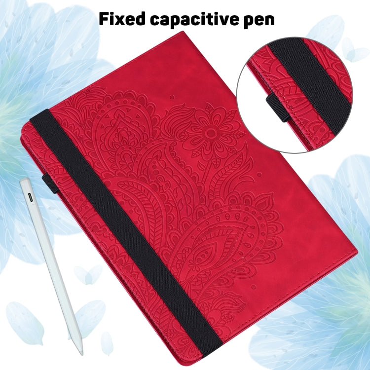 For Huawei MatePad SE 10.4 2022 Peacock Embossed Pattern Leather Tablet Case(Red)