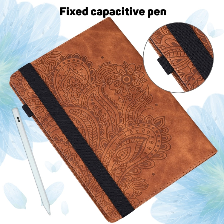 For Huawei MatePad SE 10.4 2022 Peacock Embossed Pattern Leather Tablet Case(Brown)