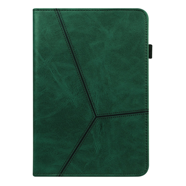 For Lenovo Tab M8 4th Gen TB-300FU Embossed Striped Leather Tablet Case(Green)