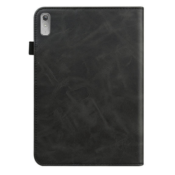 For Lenovo Tab P11 Gen 2 Embossed Striped Leather Tablet Case(Black)