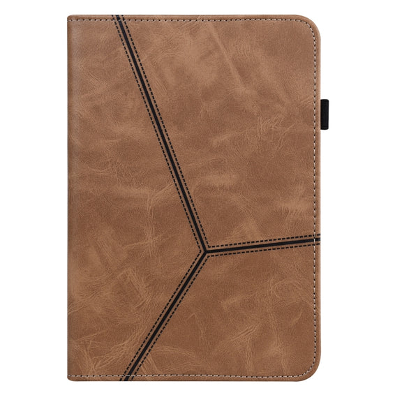For Lenovo Tab P11 Pro Gen 2 Embossed Striped Leather Tablet Case(Brown)
