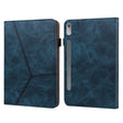 For Lenovo Tab P11 Pro Gen 2 Embossed Striped Leather Tablet Case(Blue) - Lenovo by PMC TechLife | Online Shopping South Africa | PMC TechLife | Buy Now Pay Later Mobicred