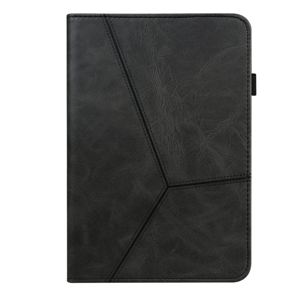 For Lenovo Tab P11 Pro Gen 2 Embossed Striped Leather Tablet Case(Black)
