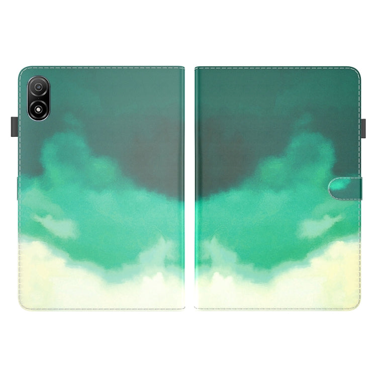 For Honor Pad V8 Pro Watercolor Pattern Flip Leather Tablet Case(Cyan Green)