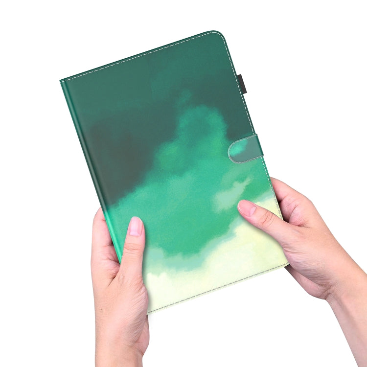 For Honor Pad V8 Pro Watercolor Pattern Flip Leather Tablet Case(Cyan Green)