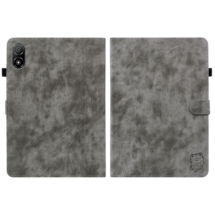 For Honor Pad V8 Pro Tiger Pattern Flip Leather Tablet Case(Grey)
