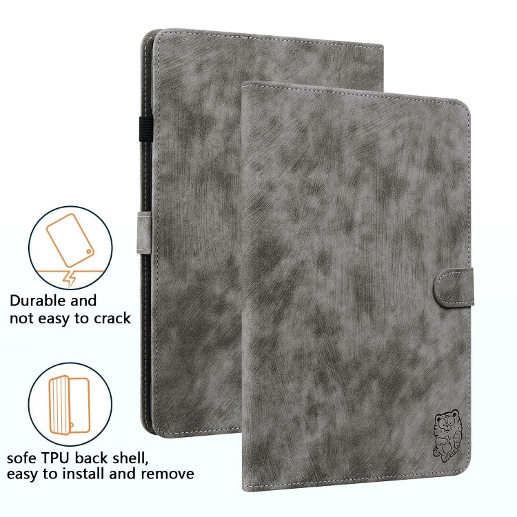 For Honor Pad V8 Pro Tiger Pattern Flip Leather Tablet Case(Grey)