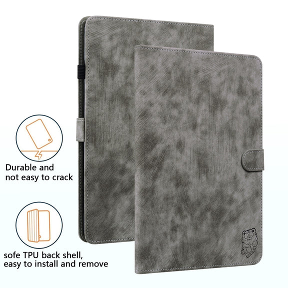 For Honor Pad V8 Pro Tiger Pattern Flip Leather Tablet Case(Grey)