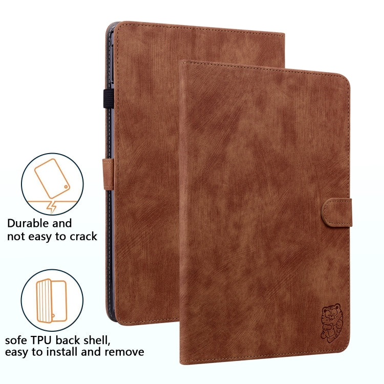 For Honor Pad V8 Pro Tiger Pattern Flip Leather Tablet Case(Brown)