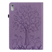 For Lenovo Tab P11 Gen 2 Tree & Deer Pattern Embossed Leather Tablet Case(Purple)