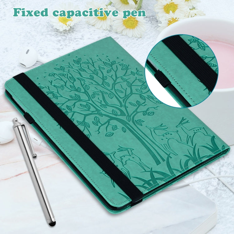 For Lenovo Tab P11 Gen 2 Tree & Deer Pattern Embossed Leather Tablet Case(Green)