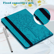 For Lenovo Tab P11 Pro Gen 2 Tree & Deer Pattern Embossed Leather Tablet Case(Blue)