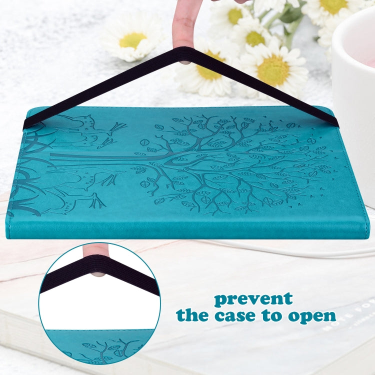 For Lenovo Tab P11 Pro Gen 2 Tree & Deer Pattern Embossed Leather Tablet Case(Blue)
