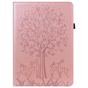 For Lenovo Tab P11 Pro Gen 2 Tree & Deer Pattern Embossed Leather Tablet Case(Pink)