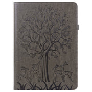 For Lenovo Tab P11 Pro Gen 2 Tree & Deer Pattern Embossed Leather Tablet Case(Grey)
