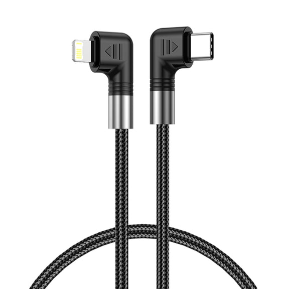 A9 30W USB-C/Type-C to 8 Pin Double Elbow Data Cable, Length:0.5m