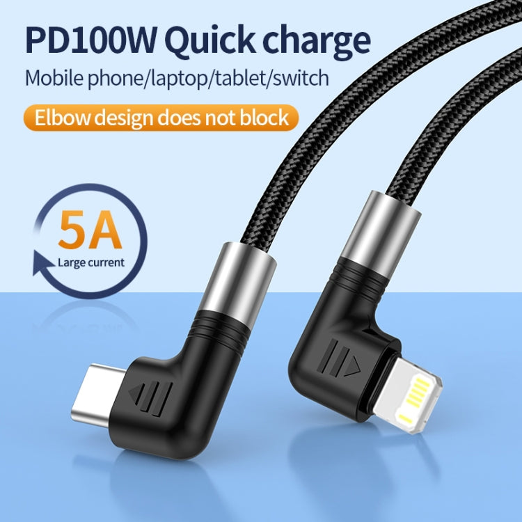A9 30W USB-C/Type-C to 8 Pin Double Elbow Data Cable, Length:1m