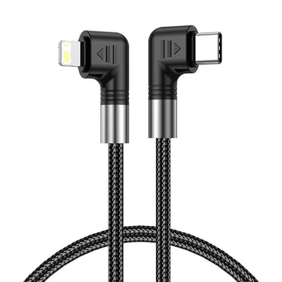 A9 30W USB-C/Type-C to 8 Pin Double Elbow Data Cable, Length:1m