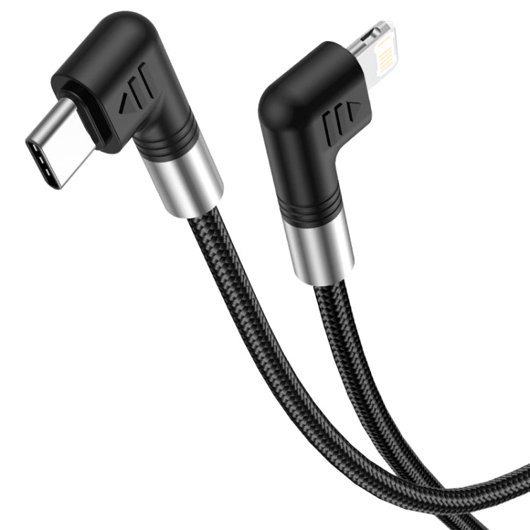 A9 30W USB-C/Type-C to 8 Pin Double Elbow Data Cable, Length:2m