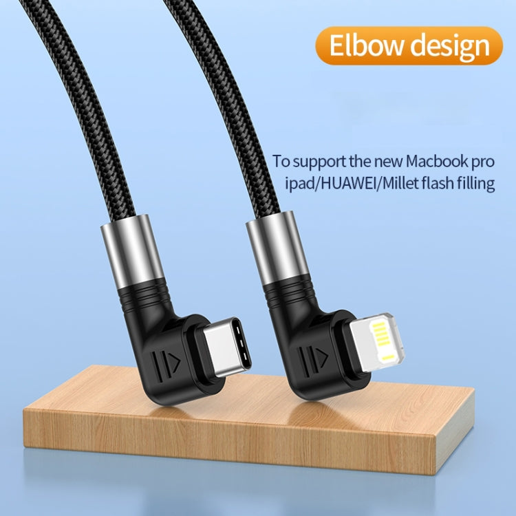 A9 30W USB-C/Type-C to 8 Pin Double Elbow Data Cable, Length:2m