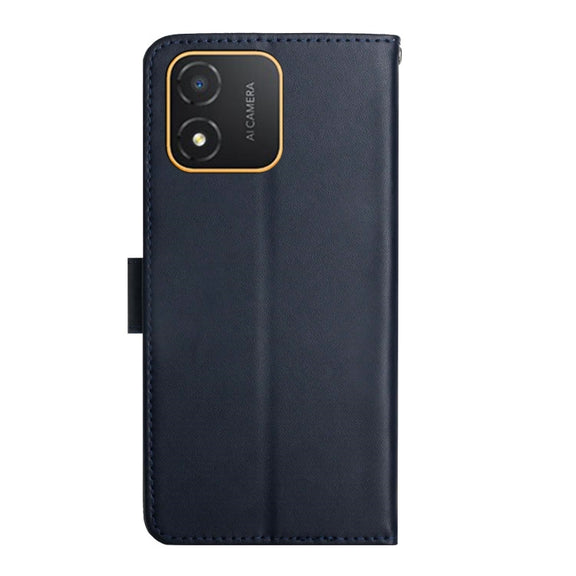 For Honor X5 4G Genuine Leather Fingerprint-proof Flip Phone Case(Blue)