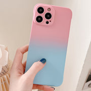 For iPhone 14 Pro Frameless Skin Feel Gradient Phone Case(Pink + Light Blue)