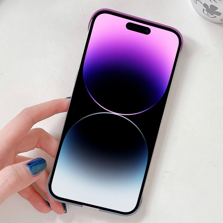 For iPhone 14 Pro Frameless Skin Feel Gradient Phone Case(Green + Light Blue)