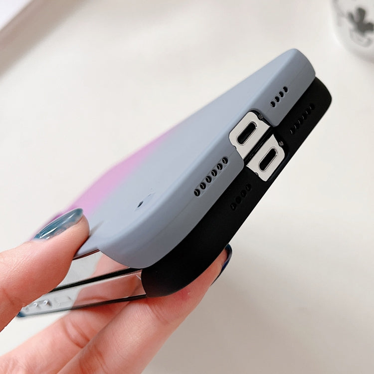 For iPhone 11 Frameless Skin Feel Gradient Phone Case(Green + Light Blue)