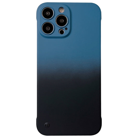 For iPhone XS / X Frameless Skin Feel Gradient Phone Case(Blue + Black)
