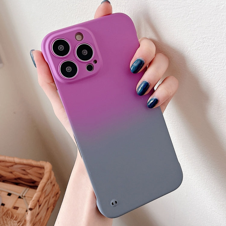 For iPhone XS / X Frameless Skin Feel Gradient Phone Case(Dark Purple + Grey)
