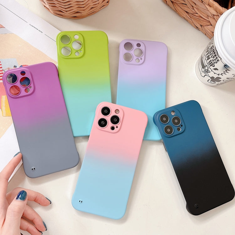 For iPhone XS / X Frameless Skin Feel Gradient Phone Case(Blue + Black)