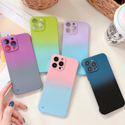For iPhone XS / X Frameless Skin Feel Gradient Phone Case(Blue + Black)