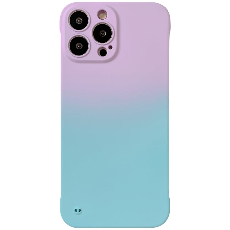 For iPhone XR Frameless Skin Feel Gradient Phone Case(Light Purple + Light Blue)