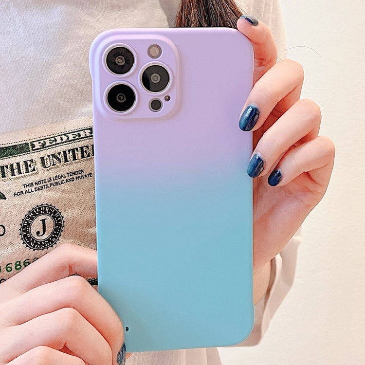 For iPhone XR Frameless Skin Feel Gradient Phone Case(Light Purple + Light Blue)