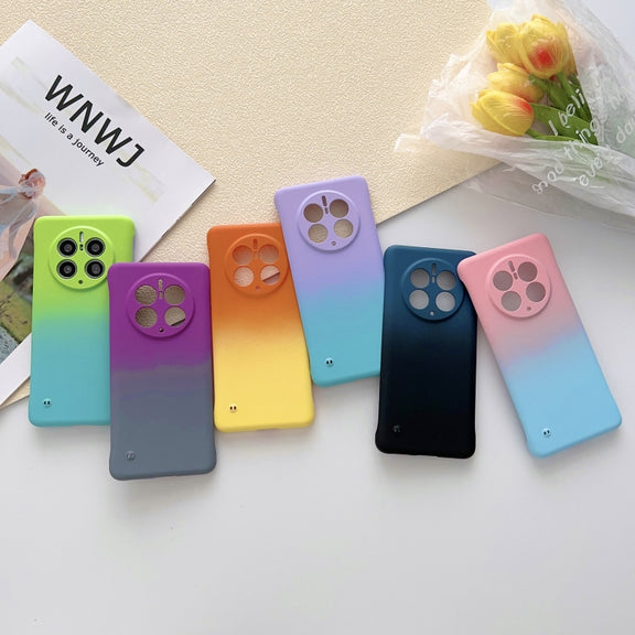 For Huawei P40 Frameless Skin Feel Gradient Phone Case(Orange Yellow)