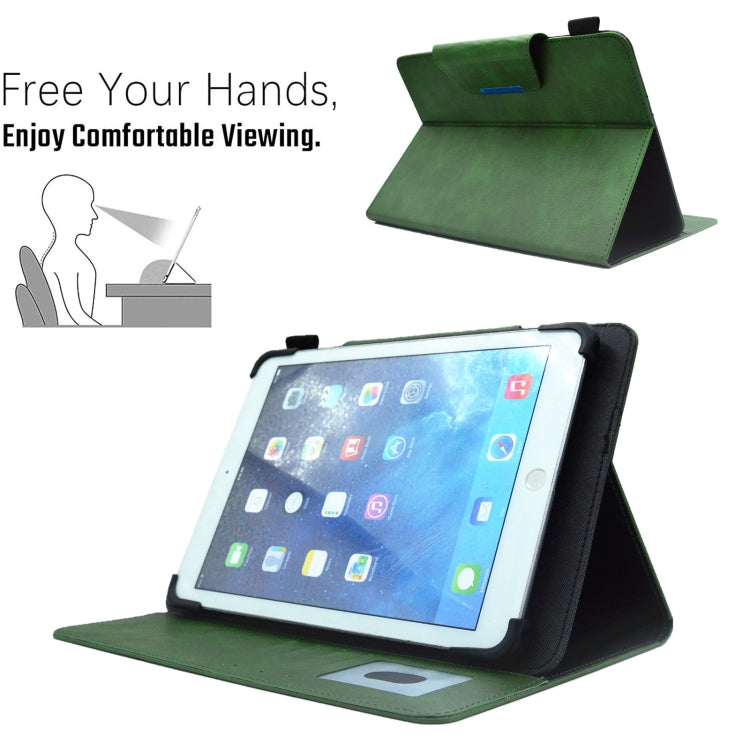 For 7 inch Suede Cross Texture Magnetic Clasp Leather Tablet Case(Green)