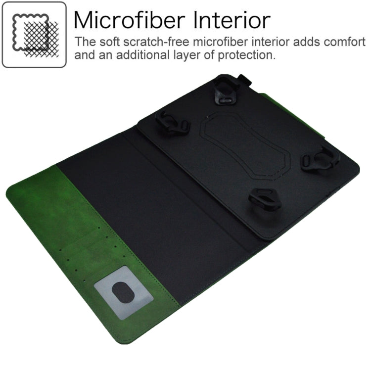 For 7 inch Suede Cross Texture Magnetic Clasp Leather Tablet Case(Green)
