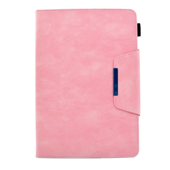 For 7 inch Suede Cross Texture Magnetic Clasp Leather Tablet Case(Pink)