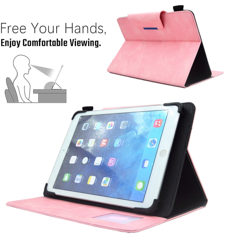 For 7 inch Suede Cross Texture Magnetic Clasp Leather Tablet Case(Pink)