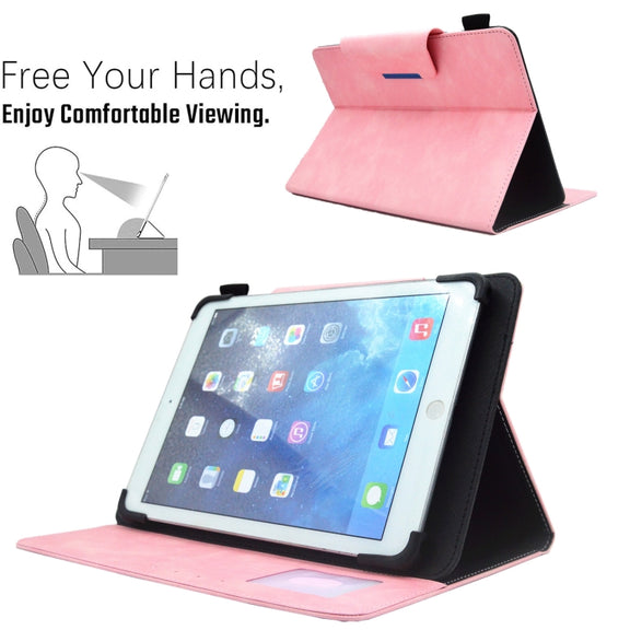 For 7 inch Suede Cross Texture Magnetic Clasp Leather Tablet Case(Pink)